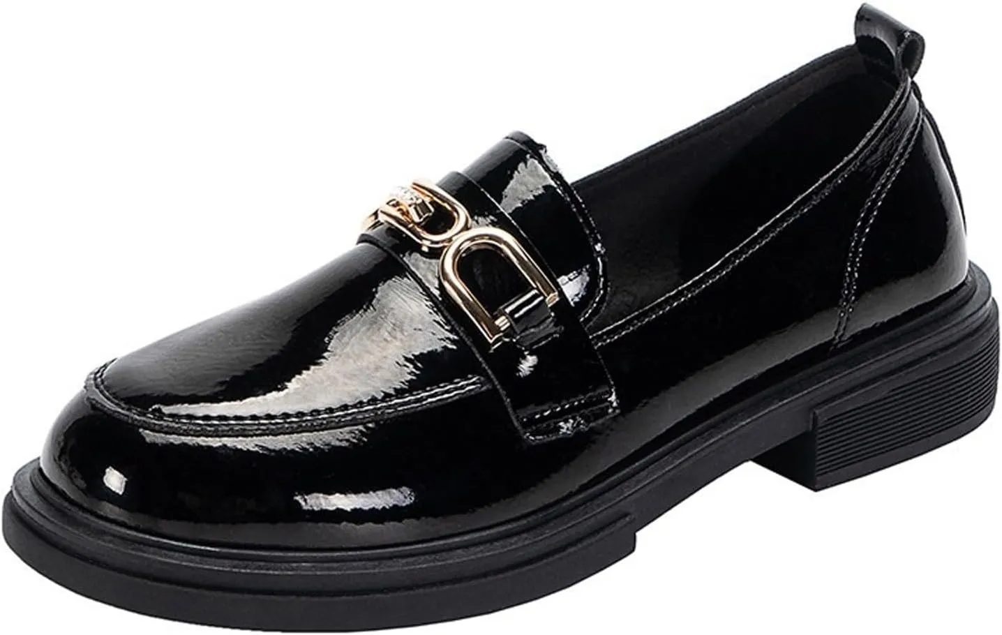 Loafers for Women Women's Black Leather Casual Shoes Thick Soled Autumn Footwear for Comfort and Style