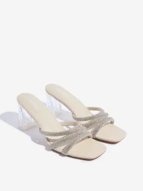 LUNA BLU Ivory Multi-Strap Heel Sandals
