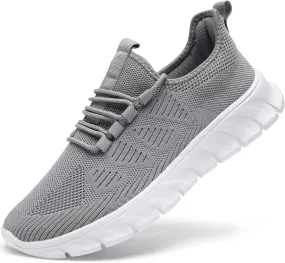 Men Tennis Shoes Running - Gym Sneakers Shoes Walking Workout Non Slip Athletic Slip on Breathable Mesh Comfortable Lightweight Casual Sports Light Gray 9.5