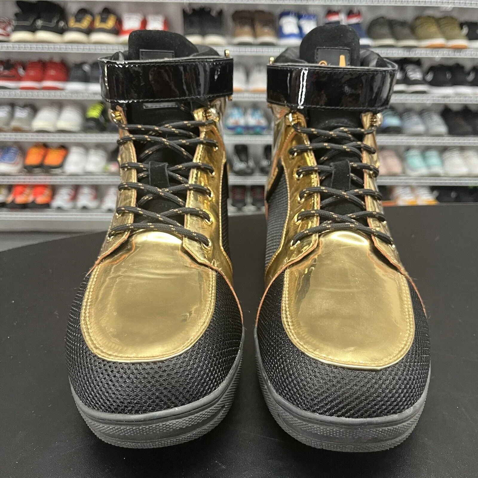 Negash Basketball High top Sneakers Gold Black Men's Size 15