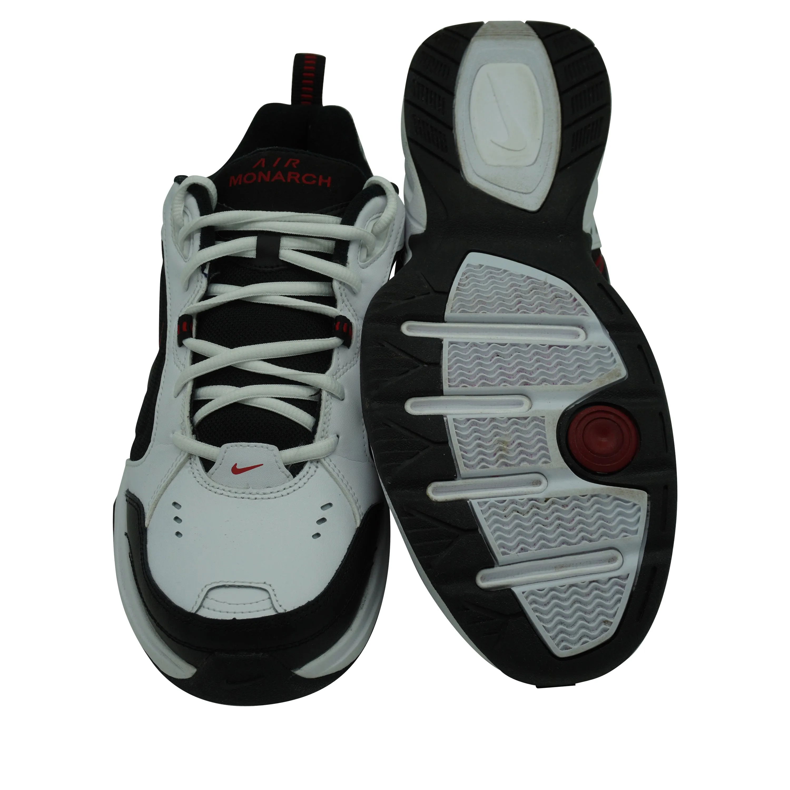 Nike Men's Air Monarch IV Cross Training Athletic Shoes White Black Red Size 10