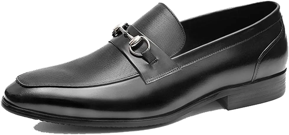 Office Formal Shoes，Urban Work Office Business Leather Shoes Men's Loafers Flat Driving Shoes with,Black-38/UK 5.5/US 6.5