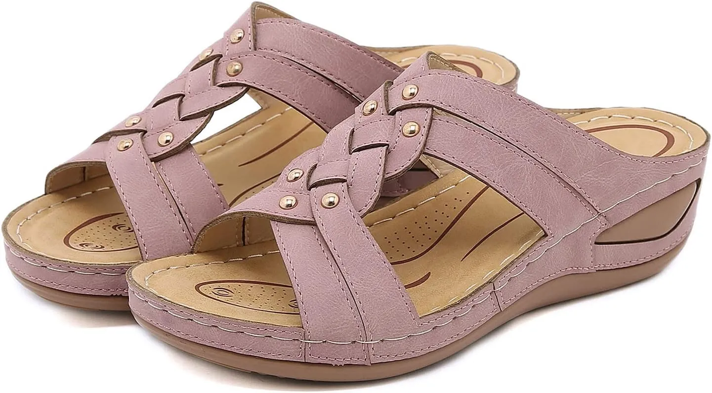 Orthopedic Sandles for Women with Arch Support Plantar Fasciitis Woman Wedge Sandals Women Summer Shoes Closed Toes Arch Support for Sandals Women's Black Wedges for Women Womans Flip Flops