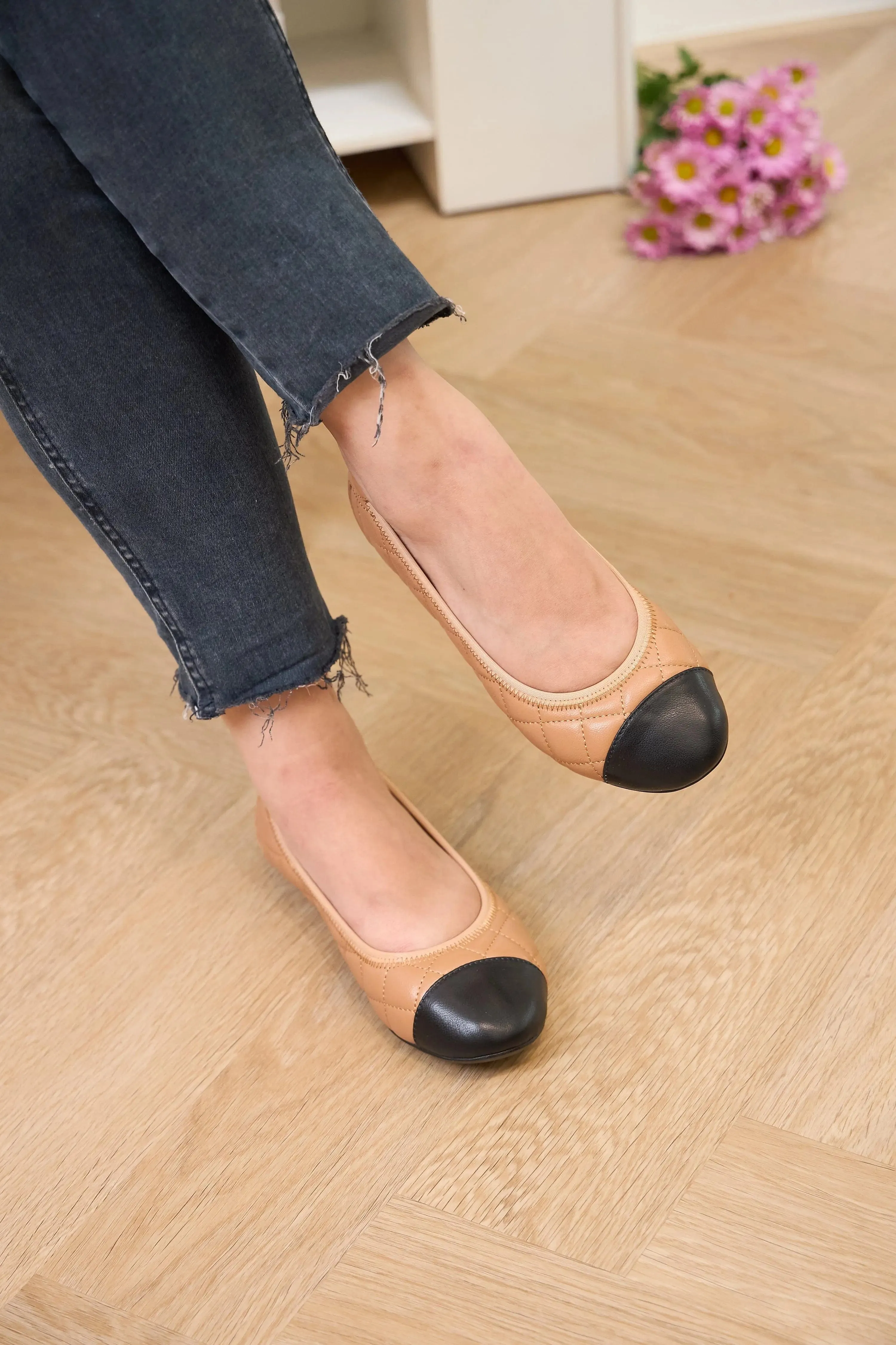 Piccadilly - Tan Quilted Leather Ballet Flats