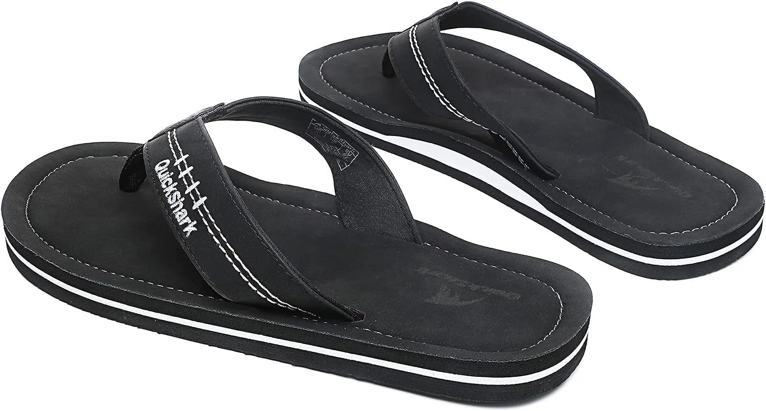 Quickshark Mens Flip Flops Leather Thong Sandals Arch Support Beach Slippers
