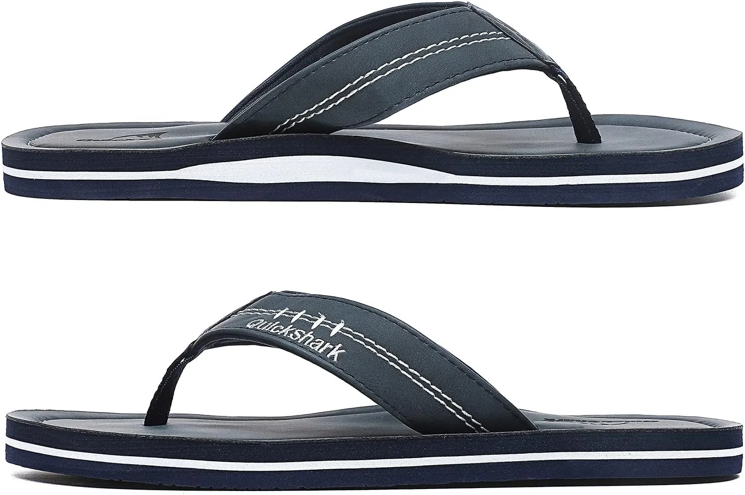 Quickshark Mens Flip Flops Leather Thong Sandals Arch Support Beach Slippers