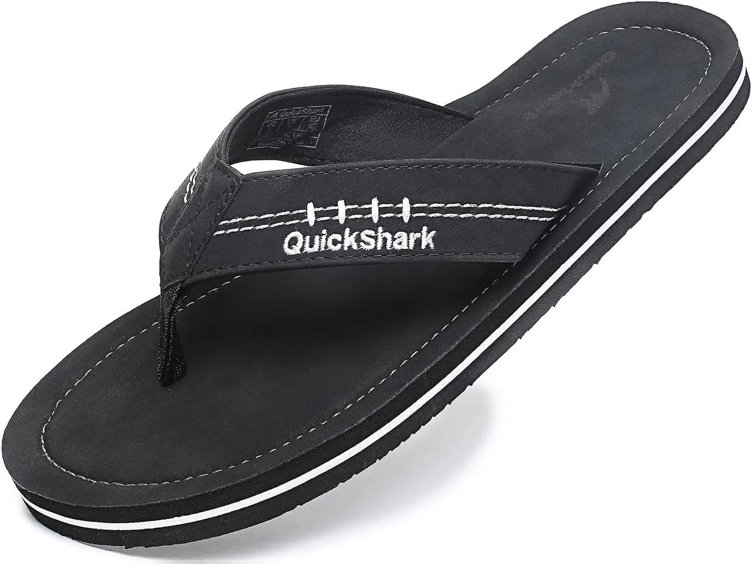 Quickshark Mens Flip Flops Leather Thong Sandals Arch Support Beach Slippers