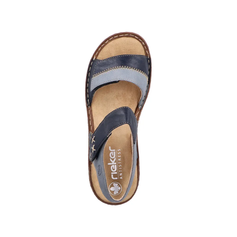 Rieker V2860-14 Blue Combination Womens Casual Comfort Touch Fastening Sling Back Sandals