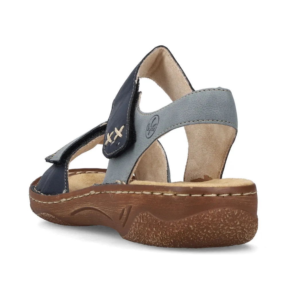 Rieker V2860-14 Blue Combination Womens Casual Comfort Touch Fastening Sling Back Sandals