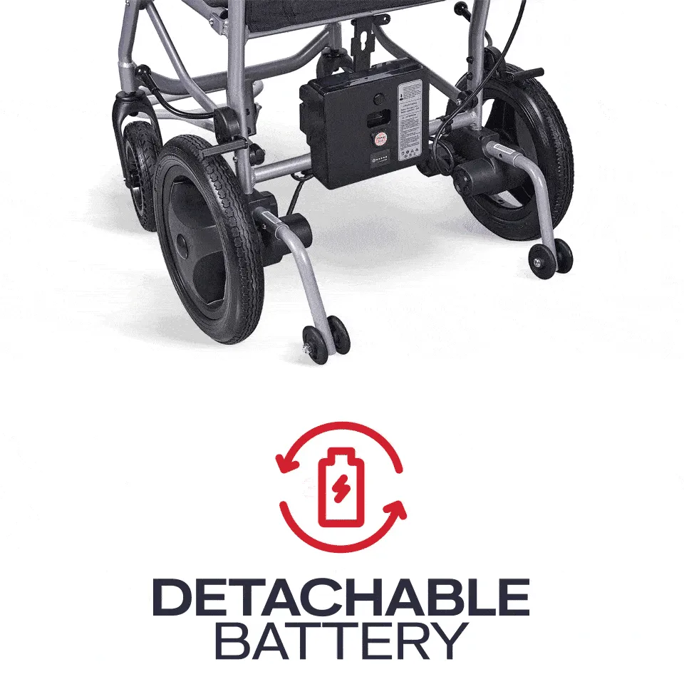 Rubicon DX04 - World's Lightest Electric Wheelchair: Ultra Lightweight, Foldable & Portable for Travel | Dual Motor, Power Wheelchair for Seniors