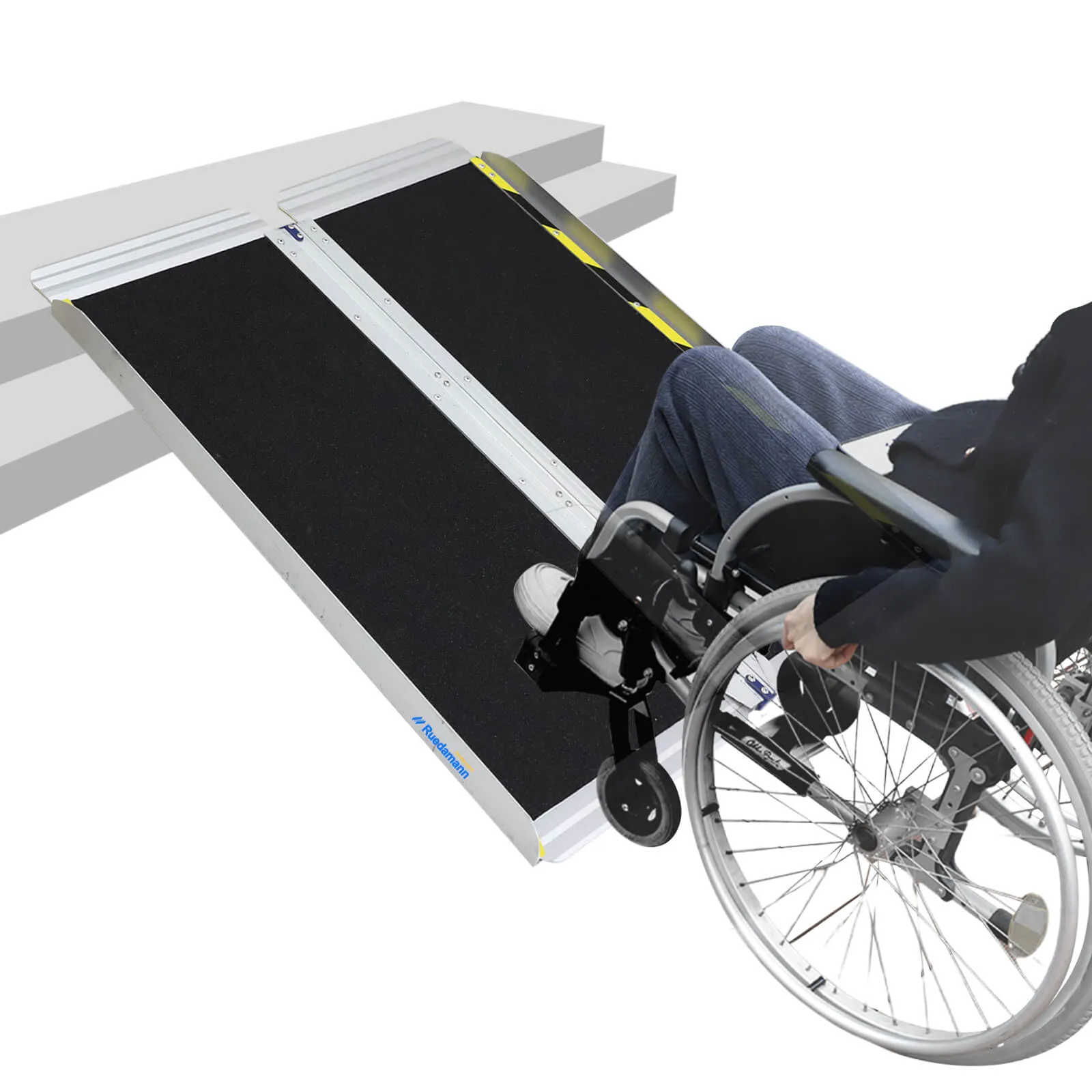 Ruedamann® 30.3"W Non-Skid Threshold Ramp Folding Aluminum Wheelchair Ramp