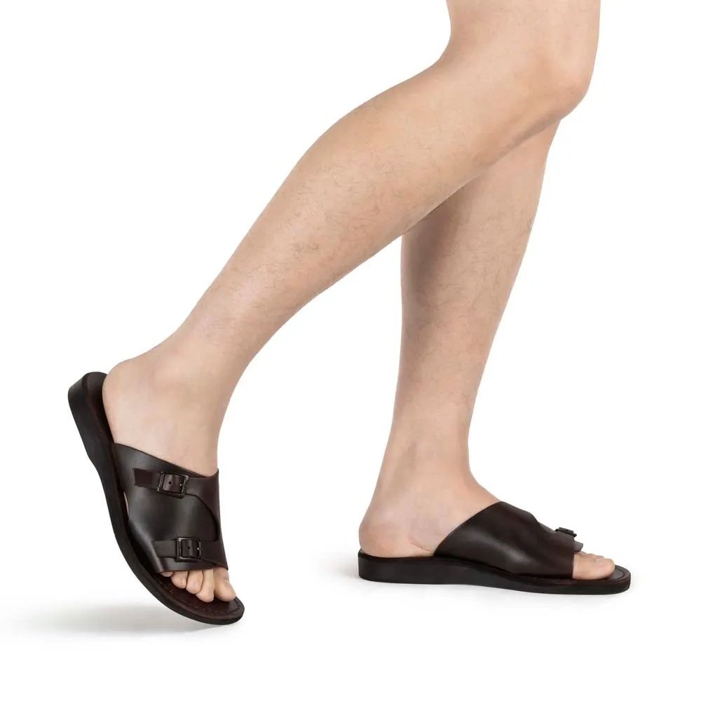 Seth - Leather Slide Sandal | Brown