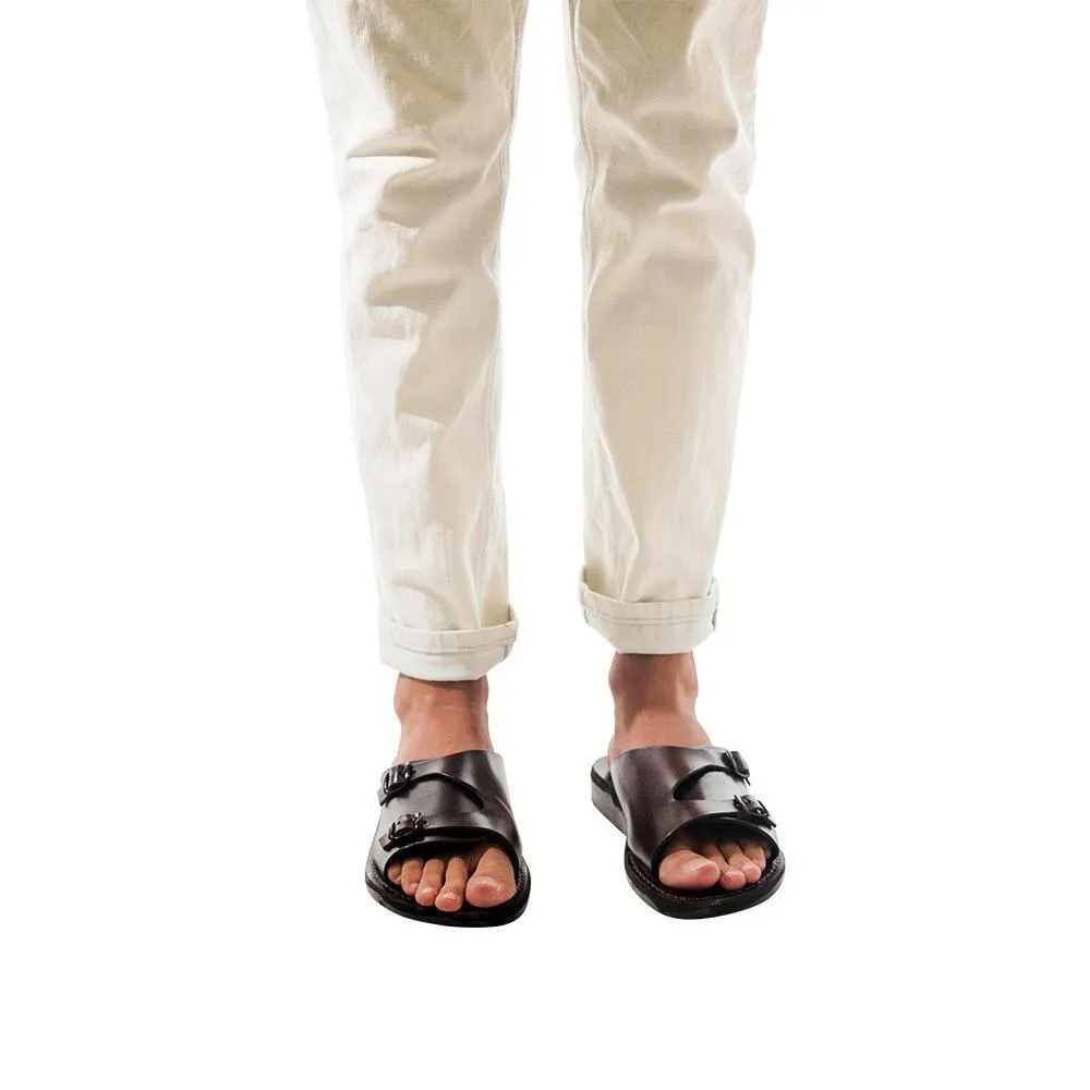 Seth - Leather Slide Sandal | Brown