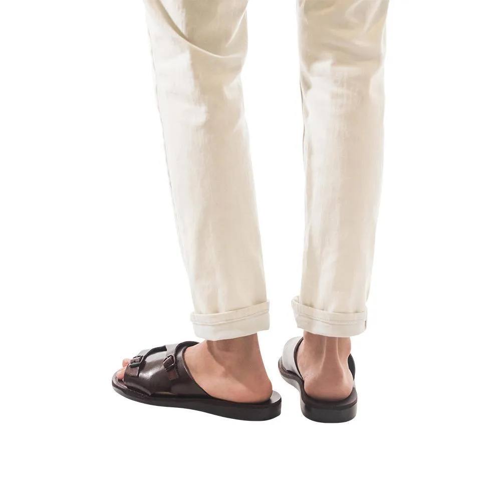 Seth - Leather Slide Sandal | Brown