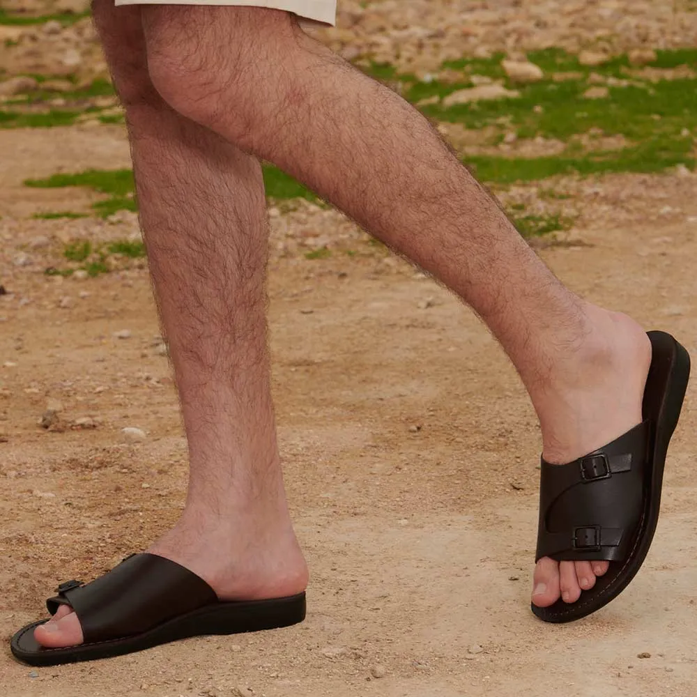 Seth - Leather Slide Sandal | Brown