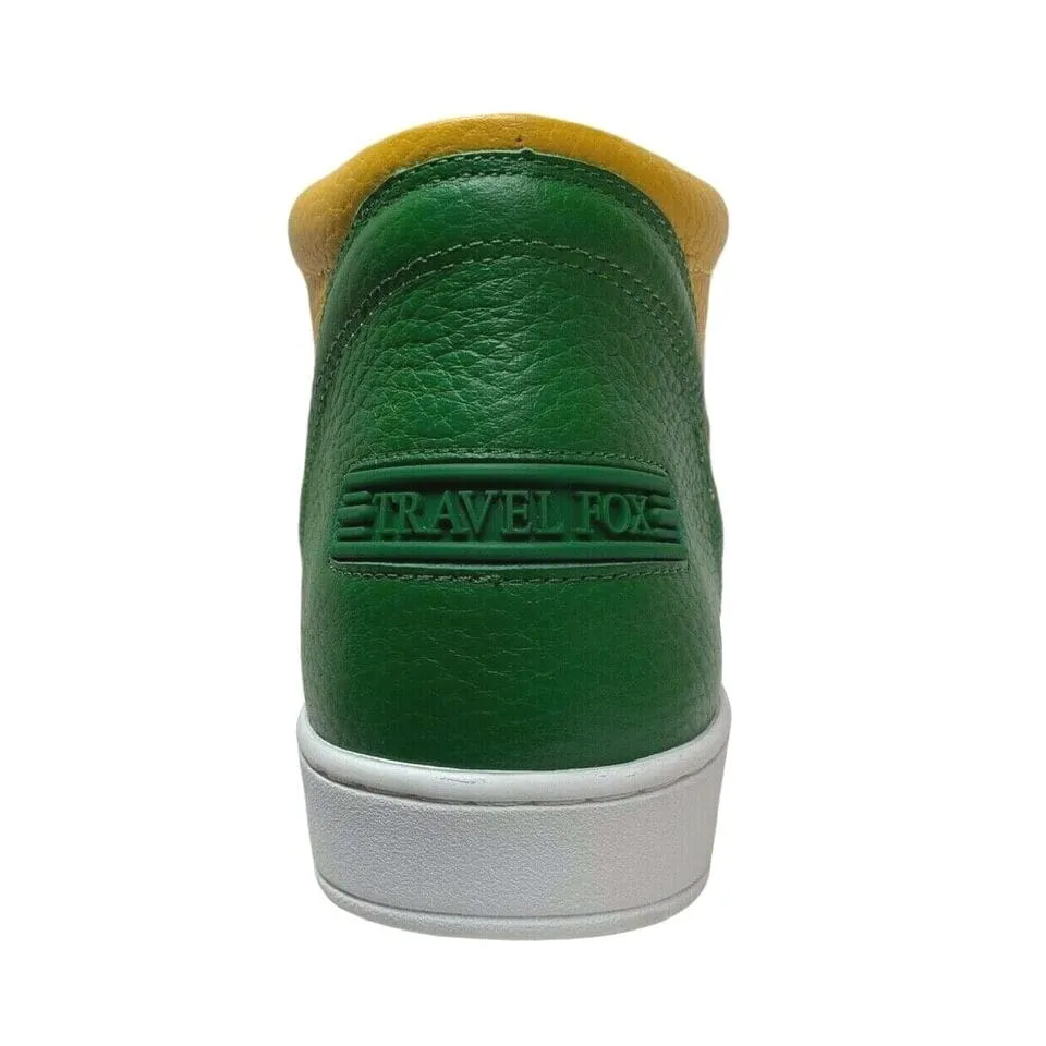 Travel Fox Cancun Men's Red/Green/Yellow Leather Mid Top Sneakers 916103 33