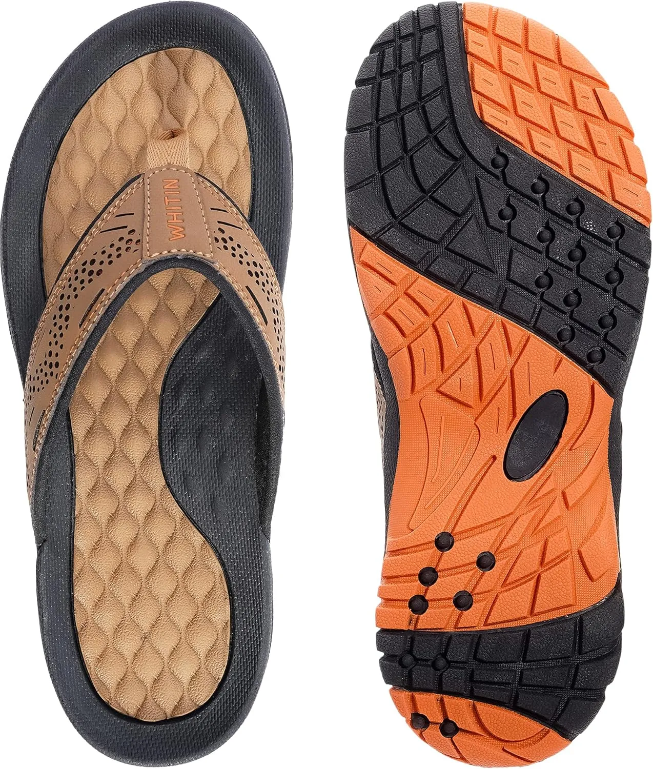 WHITIN Men's Flip Flops | Outdoor Thong Sandals | Arch Support | Slip Resistant