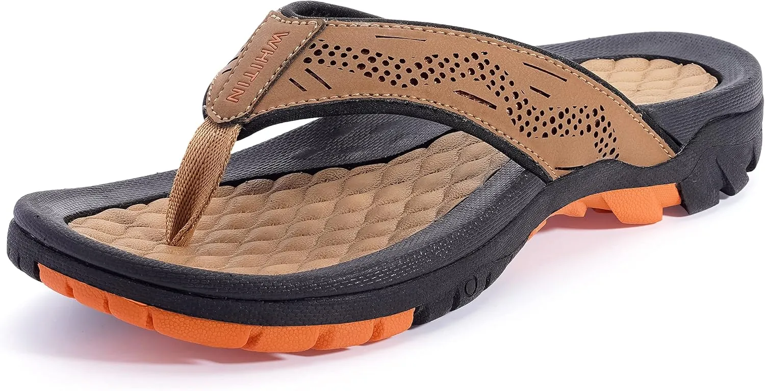 WHITIN Men's Flip Flops | Outdoor Thong Sandals | Arch Support | Slip Resistant
