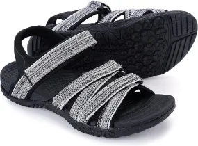 WHITIN Women’s Hiking Sandals with Arch Support | Adjustable Hook and Loop Straps | Durable Sport Sandals for Outdoor Adventure