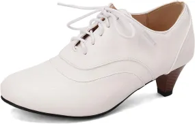 Women's Brown Classic Leather Stacked Heel Dress Mary Jane Round Toe Elegant Office Pumps
