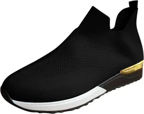 Women's Fashion Sneaker Womens Walking Shoes Slip On Fashion Platform Tennis Shoes Winter Loafers for Women Black Platform Sneakers for Women