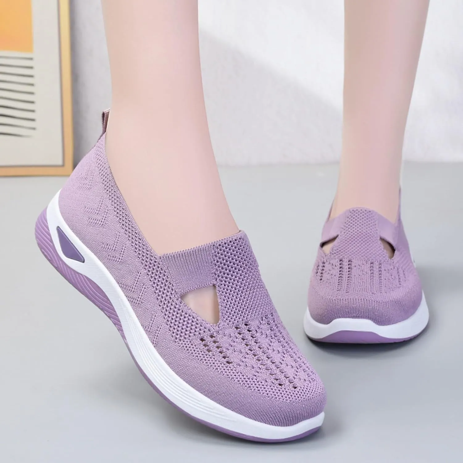 Womens Orthopedic Slip On Casual Shoes Walking Sneakers with Arch Support Comfortable Loafers Plantar Fasciitis Relief Foot Pain Diabetic Feet