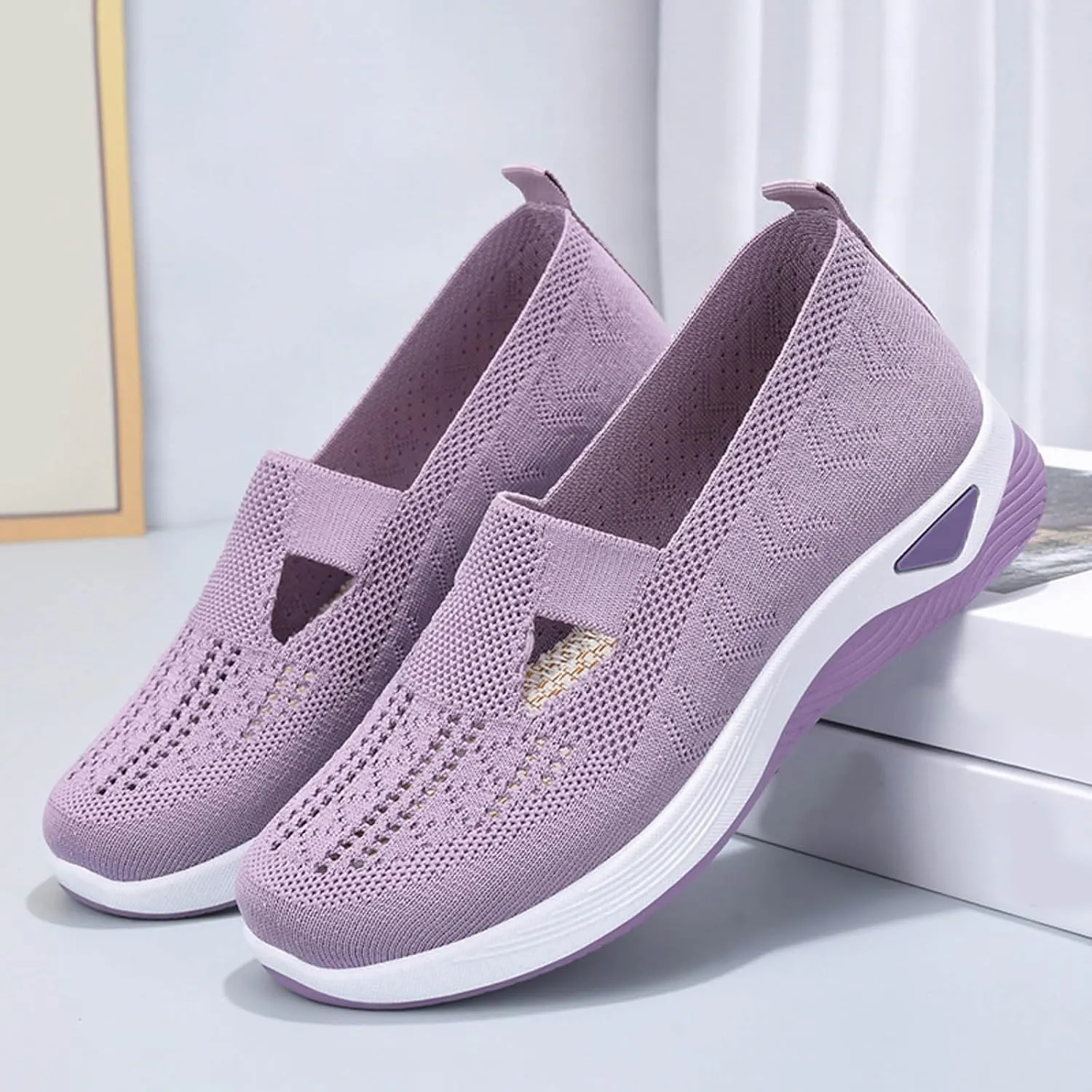 Womens Orthopedic Slip On Casual Shoes Walking Sneakers with Arch Support Comfortable Loafers Plantar Fasciitis Relief Foot Pain Diabetic Feet