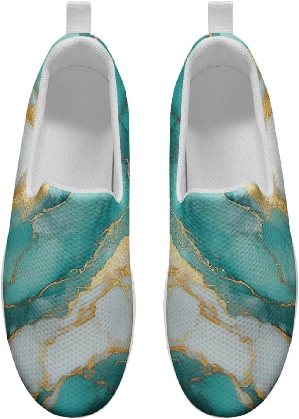 Womens Shoes Wedge Rocker Bottom Anti Slip Walking Lightweight Casual Sneakers Marble Print Slip Resistant