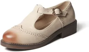 Women's T Strap Buckle Oxford Mary Jane Shoes, Low Chunky School Oxford Shoes, Platform Heels Oxfords Pumps
