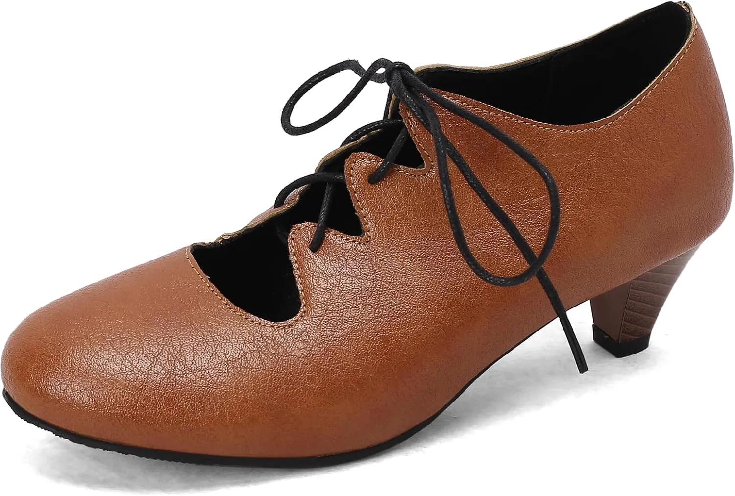 Women's Vintage Wingtip Oxfords Cross-Tied Cut Out Low Heel Brogue for Women